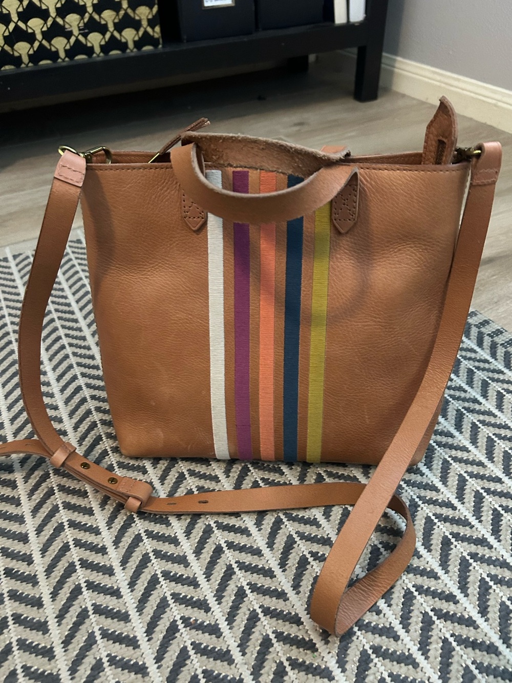 Madewell Small Transport Striped Tote Crossbody Bag.